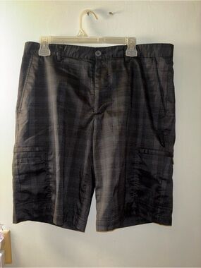 Greg Norman Collection Black Plaid Cargo Shorts